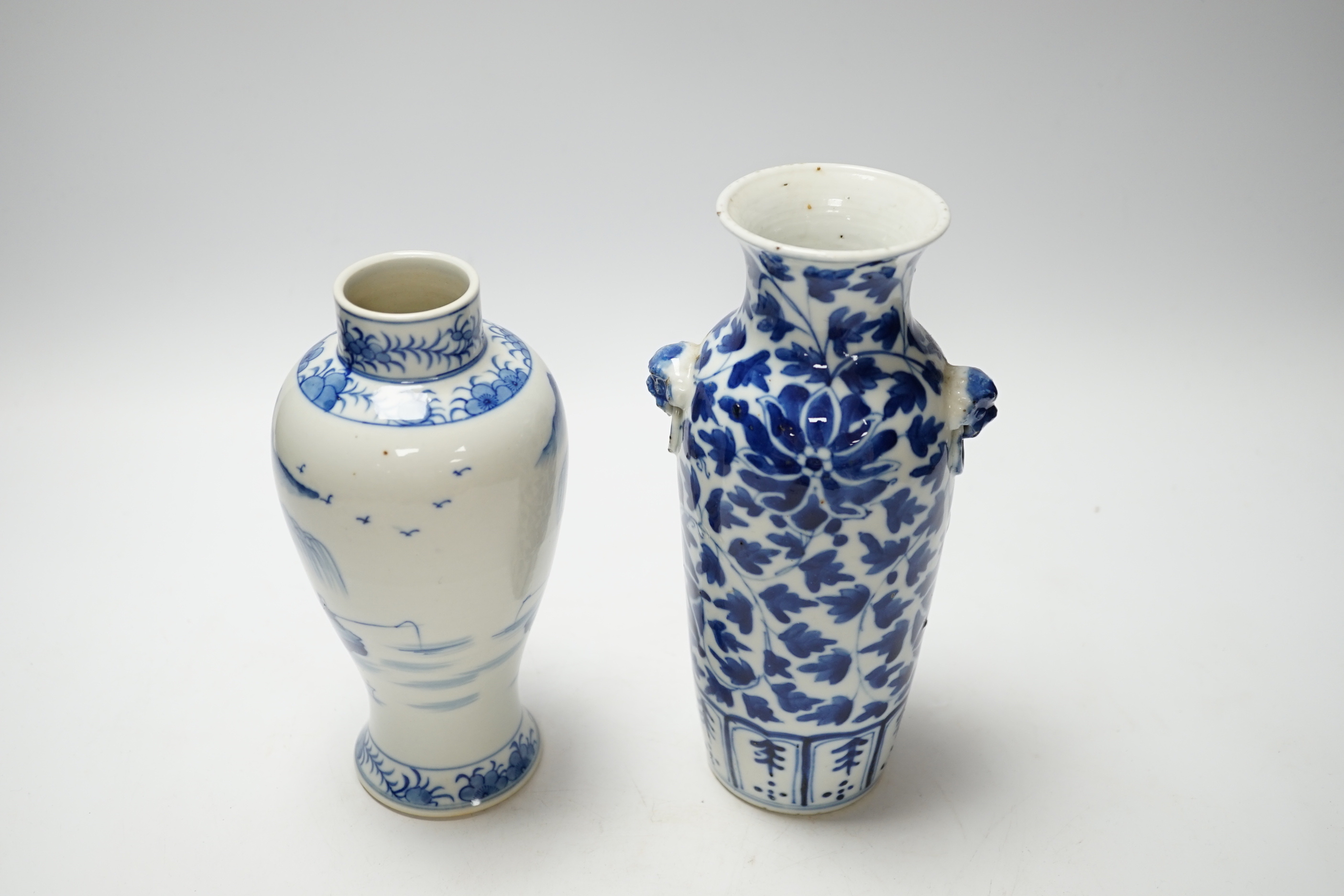 Two Chinese blue and white vases, tallest 20.5cm high
